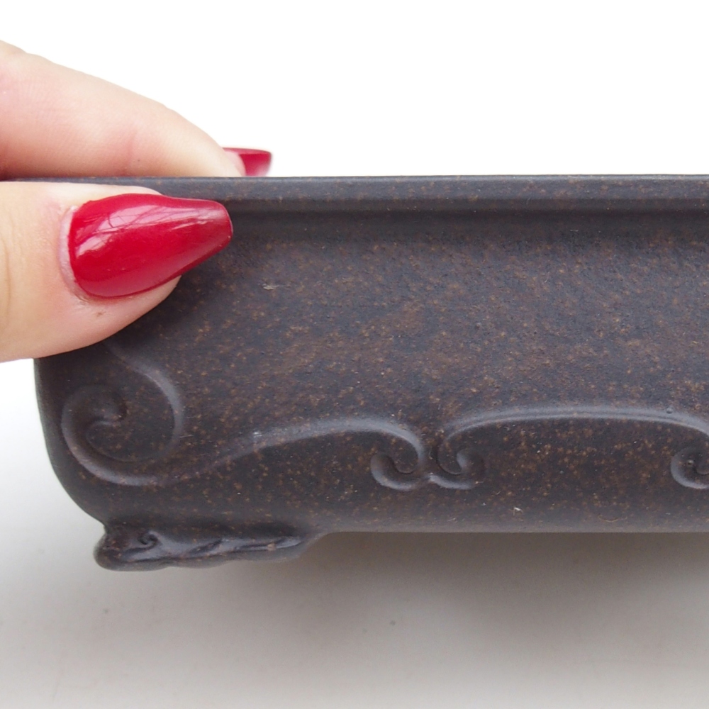 kerámia bonsai tál 14,5 x 10 x 4,5 cm, színe barnás okkersárga