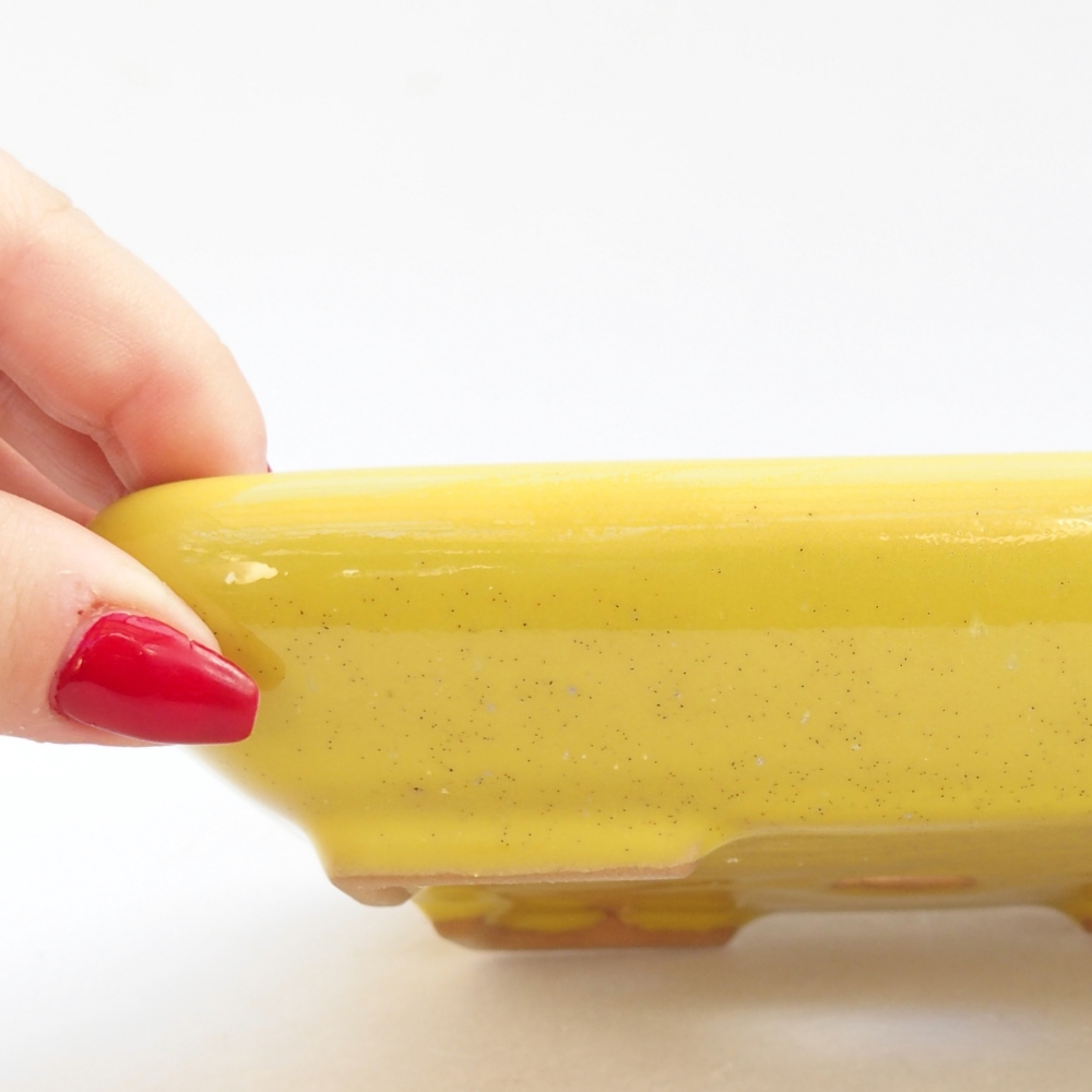 Kerámia bonsai tál 16,5 x 13,5 x 3,5 cm, sárga