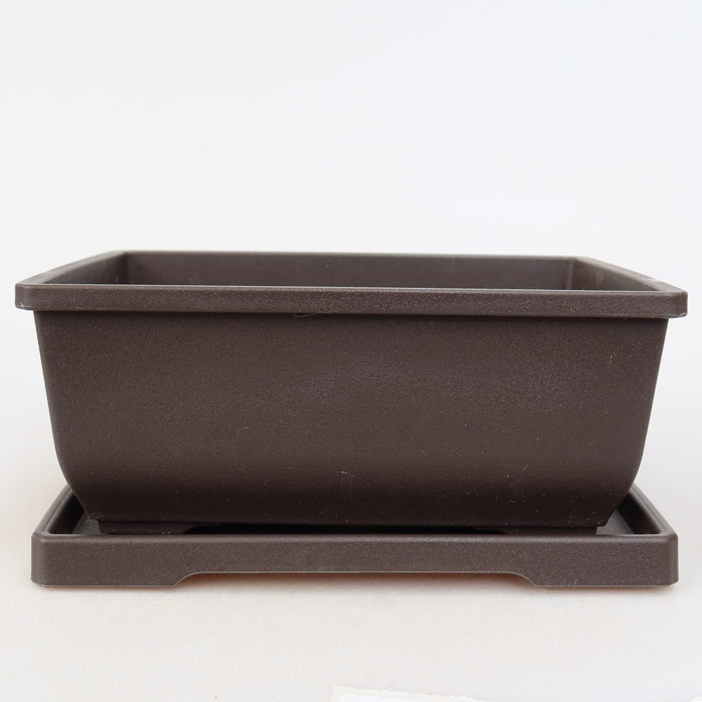 Bonsai-cserepes tál + alátét, műanyag, MP-1 – 15 x 11 x 7 cm