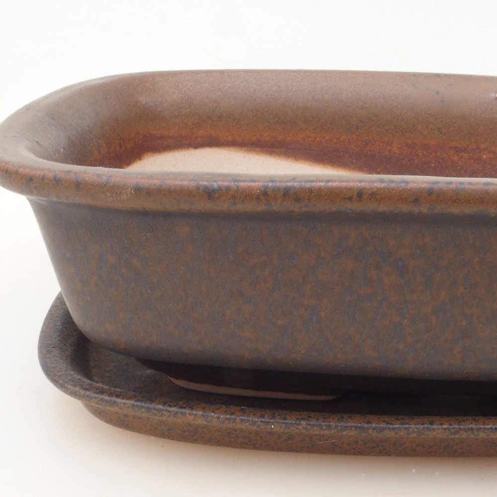 Bonsai tál + csészealj H02 - barna