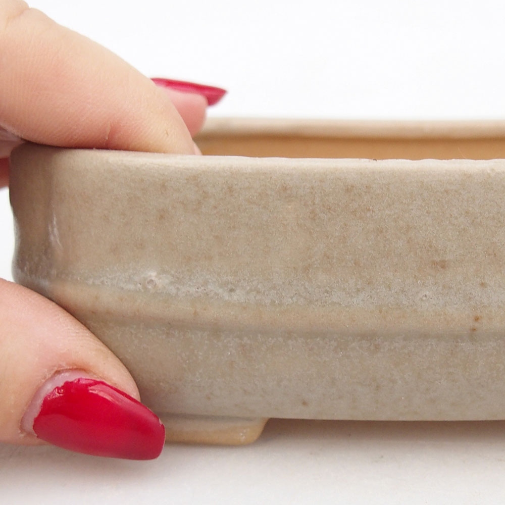 kerámia bonsai tál 12 x 10,5 x 4 cm, bézs színben