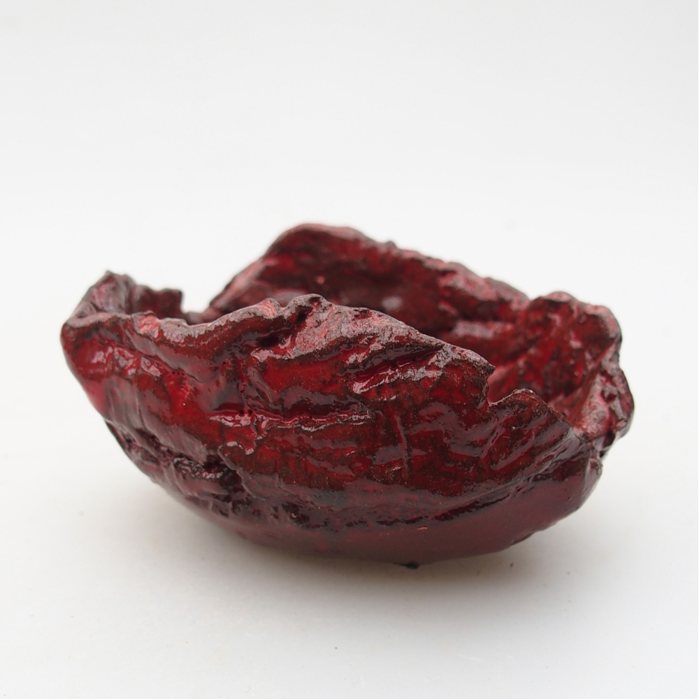 Kerámia kagyló 9 x 7 x 4,5 cm , piros színű