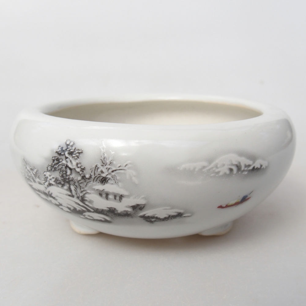 kerámia bonsai tál 10 x 10 x 5 cm, fehér színben