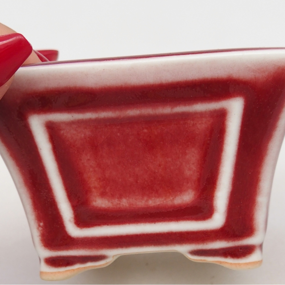 Mini bonsai tál 8,5 x 8,5 x 6 cm, piros színben