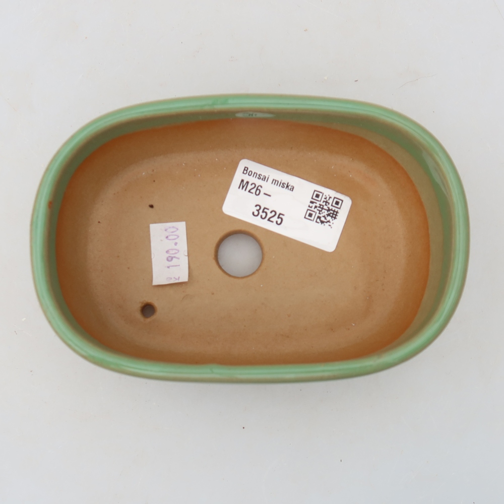 Kerámia bonsai tál 13 x 8,5 x 4 cm, zöld színű