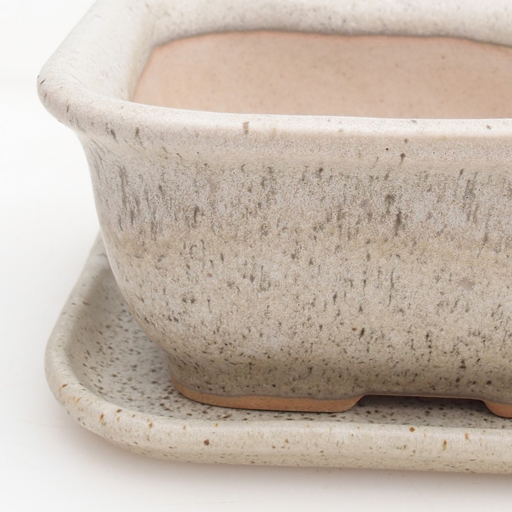 Bonsai tál + csészealj H11 - 11,5 x 10 x 4 cm. - zöld