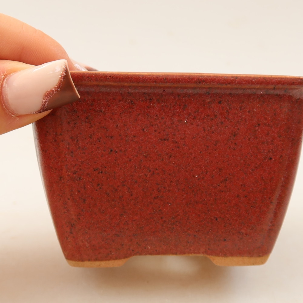 Kerámia bonsai tál 8,5 x 8,5 x 5,5 cm, rózsaszínű