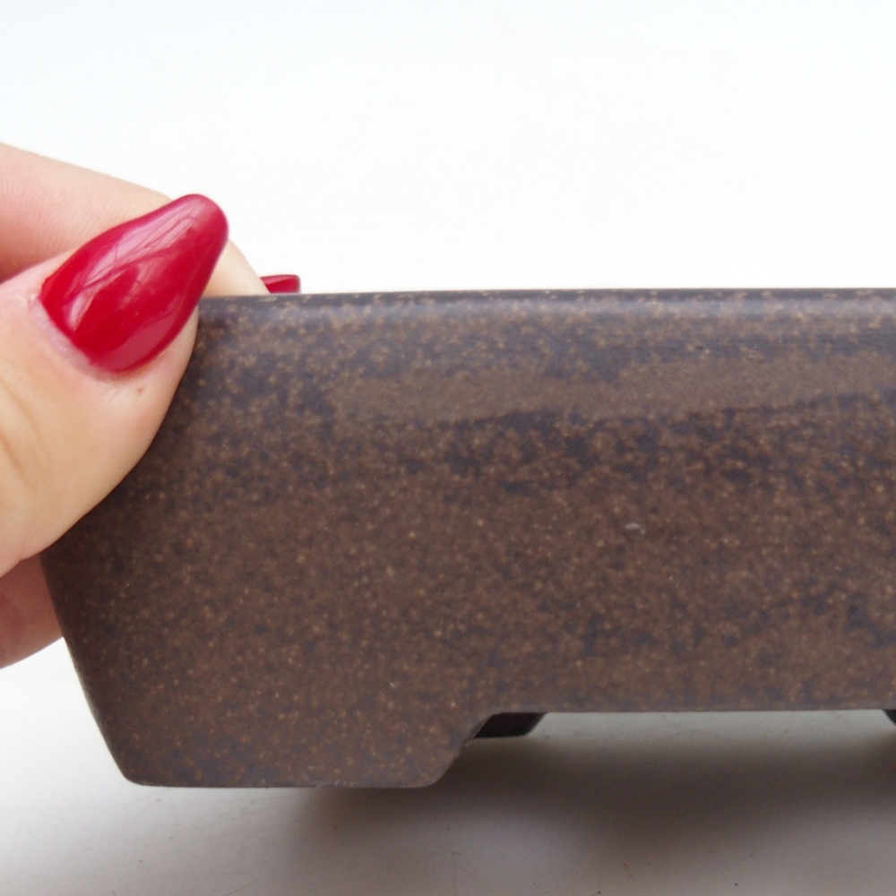 kerámia bonsai tál 14 x 10 x 4,5 cm, színe barnás okkersárga