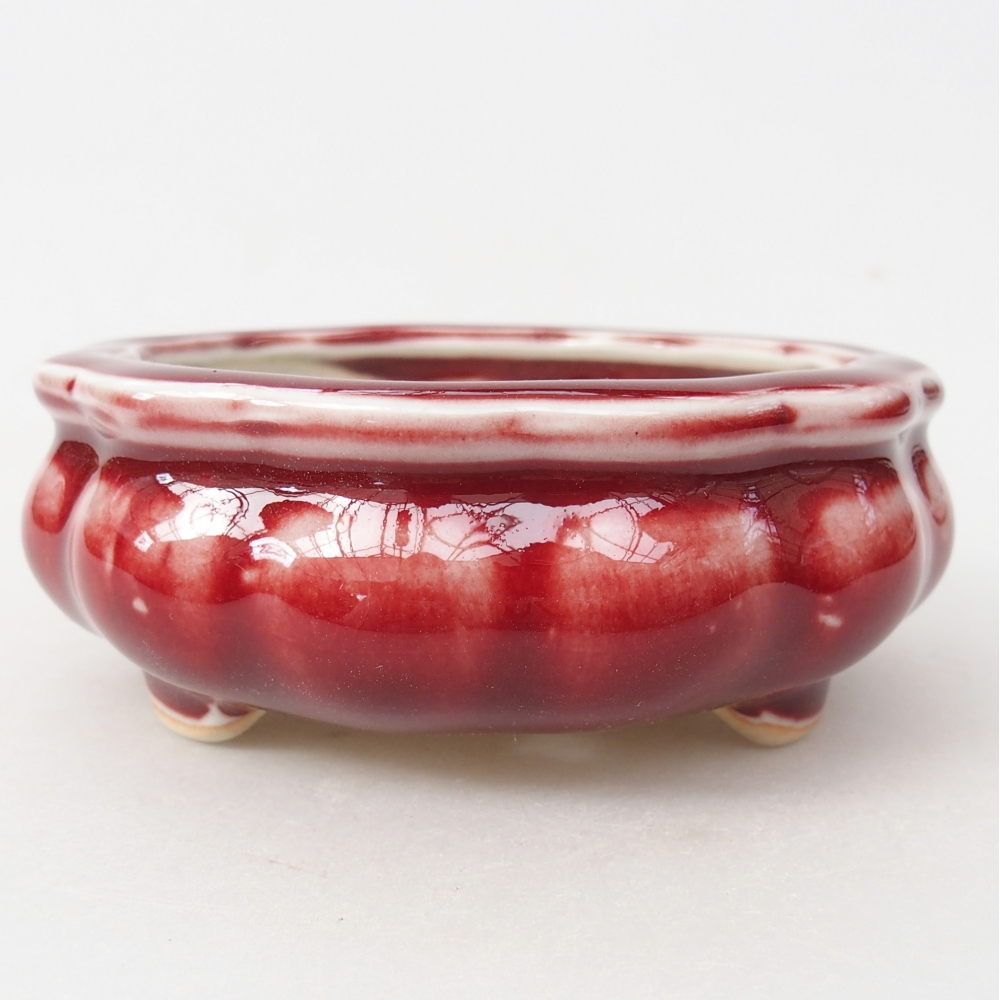 kerámia bonsai tál 10 x 10 x 4 cm, piros színben