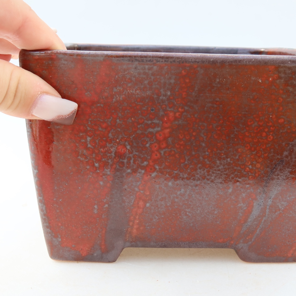 Kerámia bonsai-tál 15,5 x 15,5 x 11 cm, vörös színű