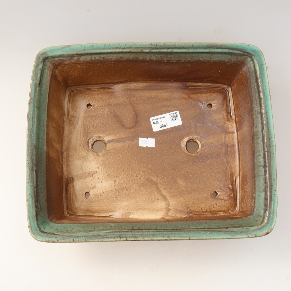 Kerámia bonsai-tál 29,5 x 24,5 x 8 cm, zöld színű