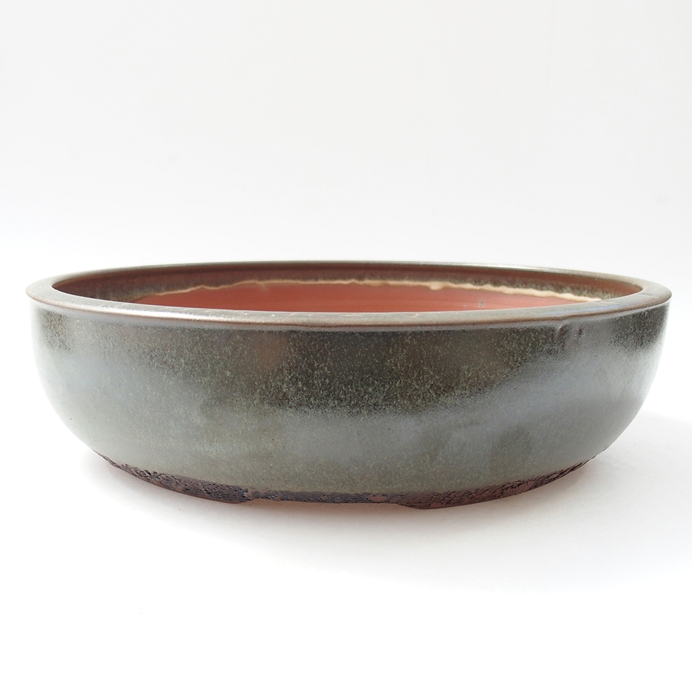 Kerámia bonsai tál 25,5 x 25,5 x 6,5 cm, zöld