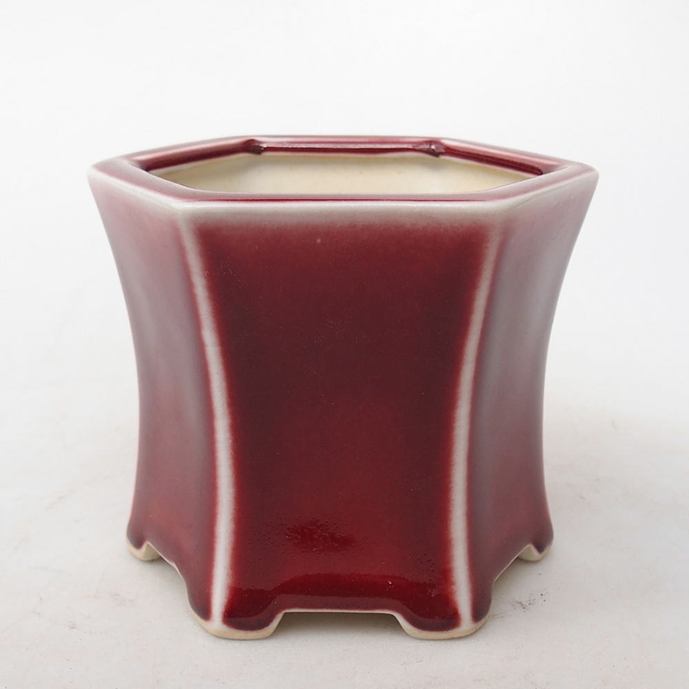 Kerámia bonsai tál 10,5 x 9,5 x 8,5 cm, piros színben