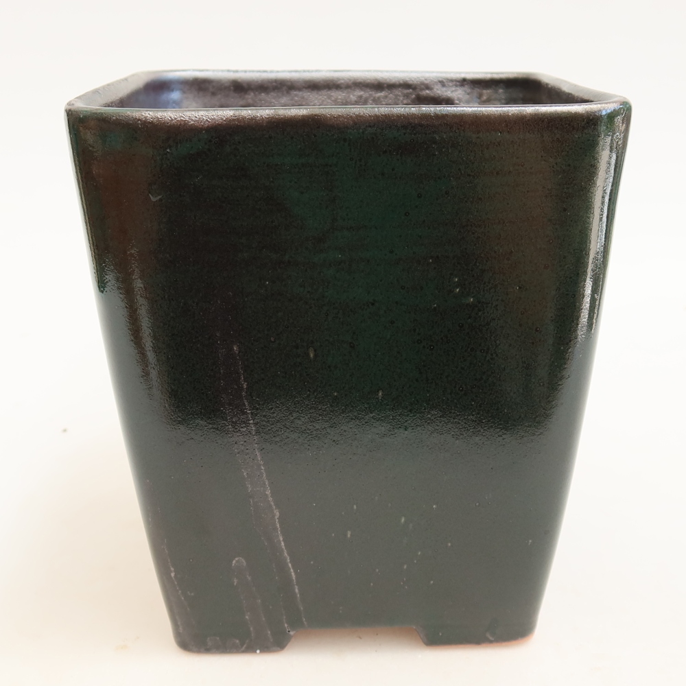 Kerámia bonsai tál 13,5 x 13,5 x 15 cm, zöld