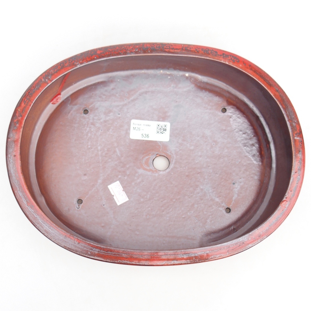kerámia bonsai tál 27 x 21 x 5 cm, piros színben