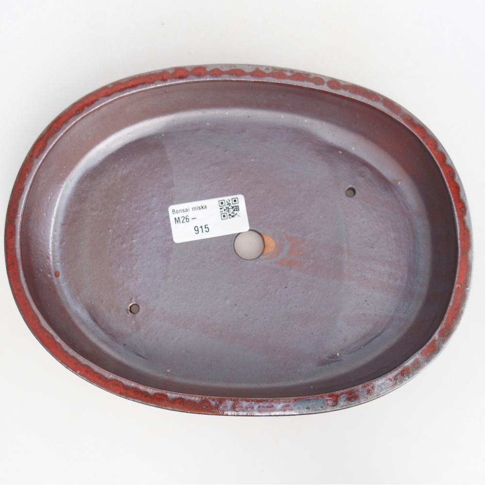 kerámia bonsai tál 22 x 17 x 4 cm, piros színben