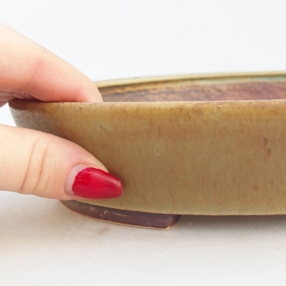 kerámia bonsai tál 23 x 20 x 4,5 cm, zöld