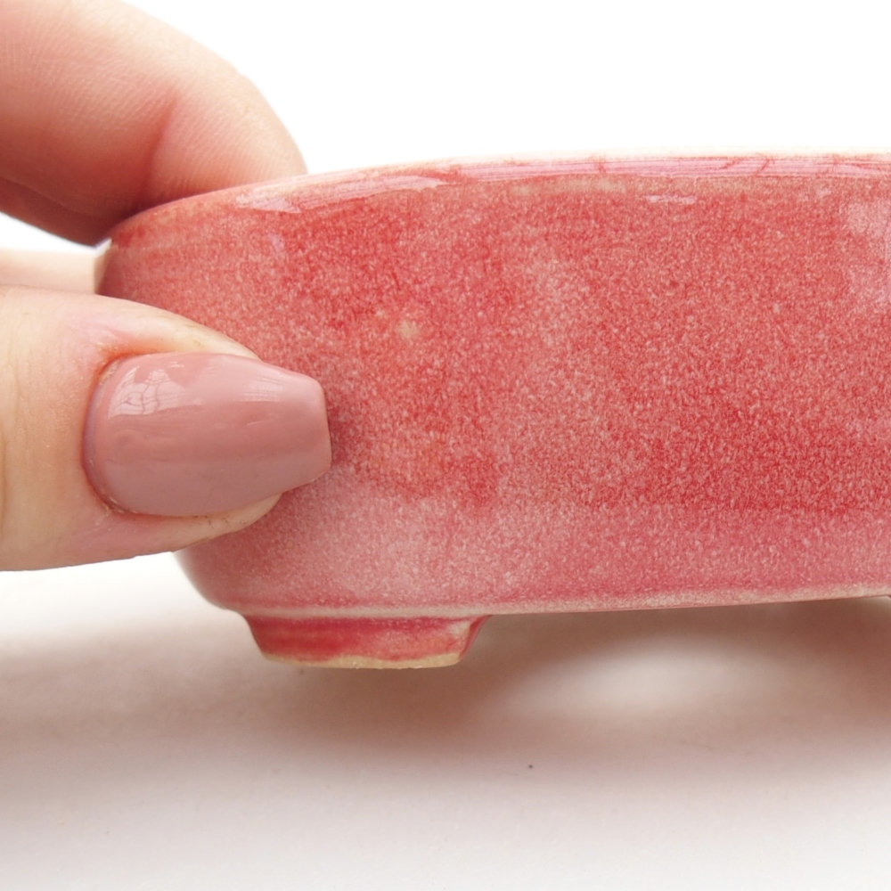 kerámia bonsai tál 9 x 7,5 x 3,5 cm, piros színben