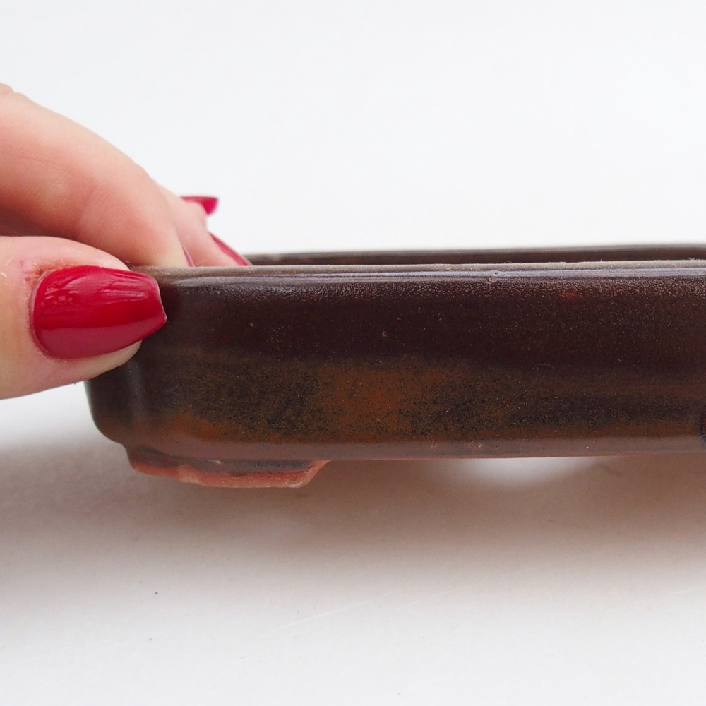 kerámia bonsai tál 13 x 9 x 3 cm, barna