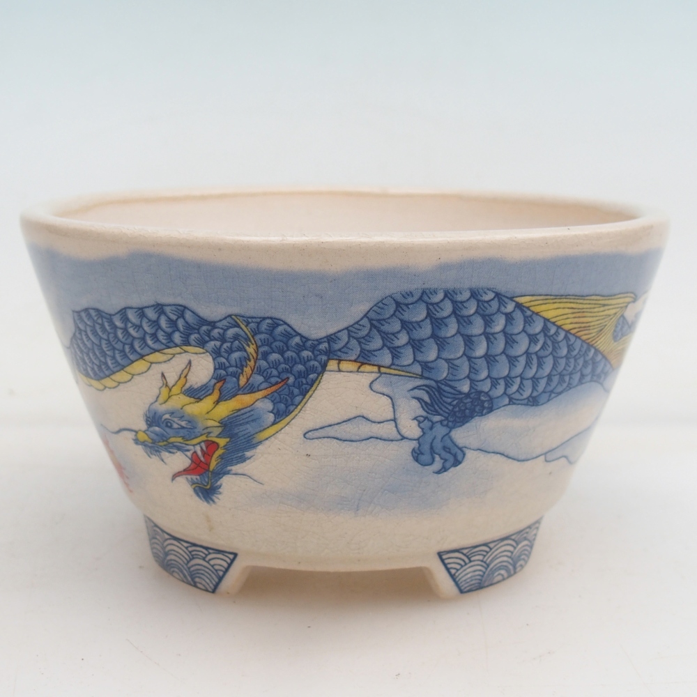 kerámia bonsai tál 12 x 12 x 6,5 cm, kék-fehér színben