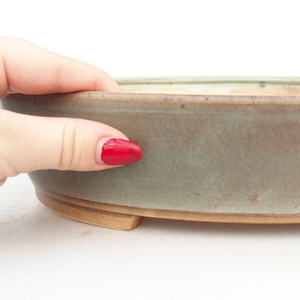 kerámia bonsai tál 28,5 x 25 x 6 cm, zöld