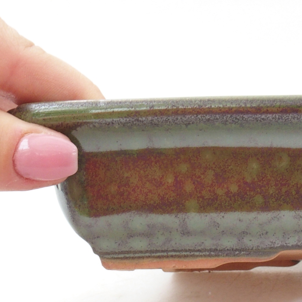 kerámia bonsai tál 17,5 x 13 x 4 cm, zöld