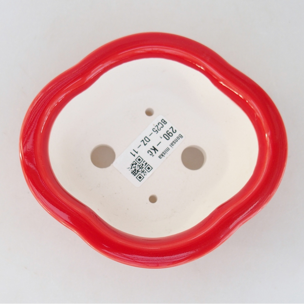 kerámia bonsai tál 13 x 12 x 5 cm, piros színű