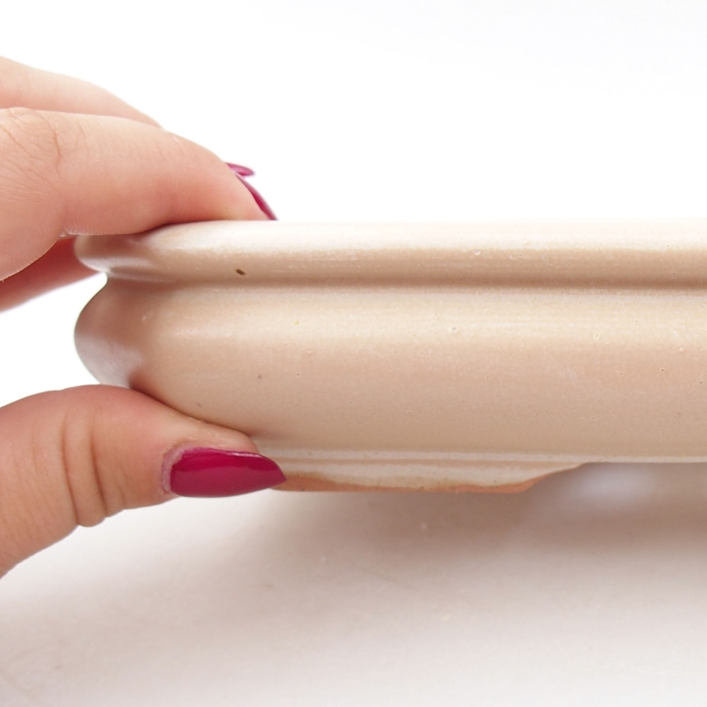 kerámia bonsai tál 18,5 x 13,5 x 4 cm, bézs színben