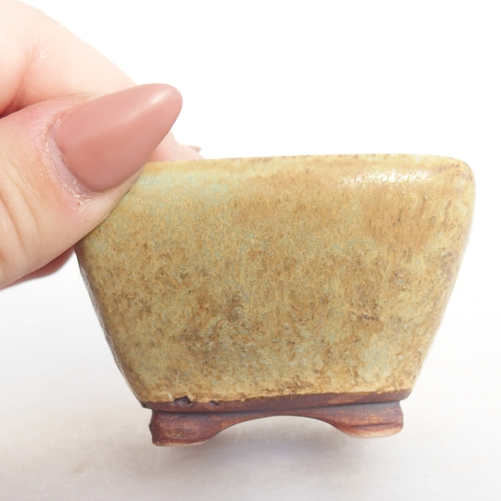 kerámia bonsai tál 6 x 6 x 4 cm, zöld