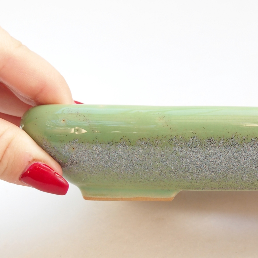 Kerámia bonsai tál 16,5 x 13,5 x 3,5 cm, zöld