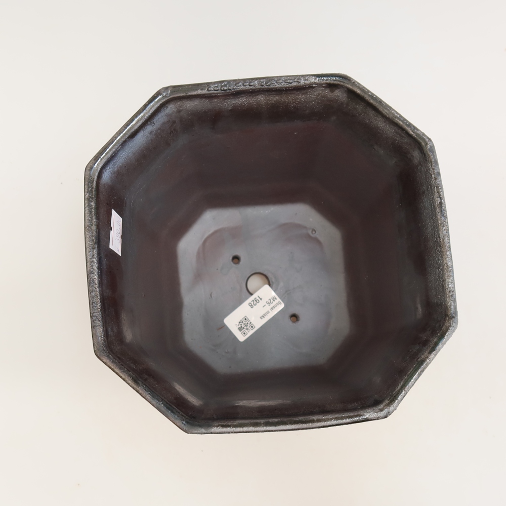 Kerámia bonsai tál, 17,5 x 17,5 x 15,5 cm, fém színű