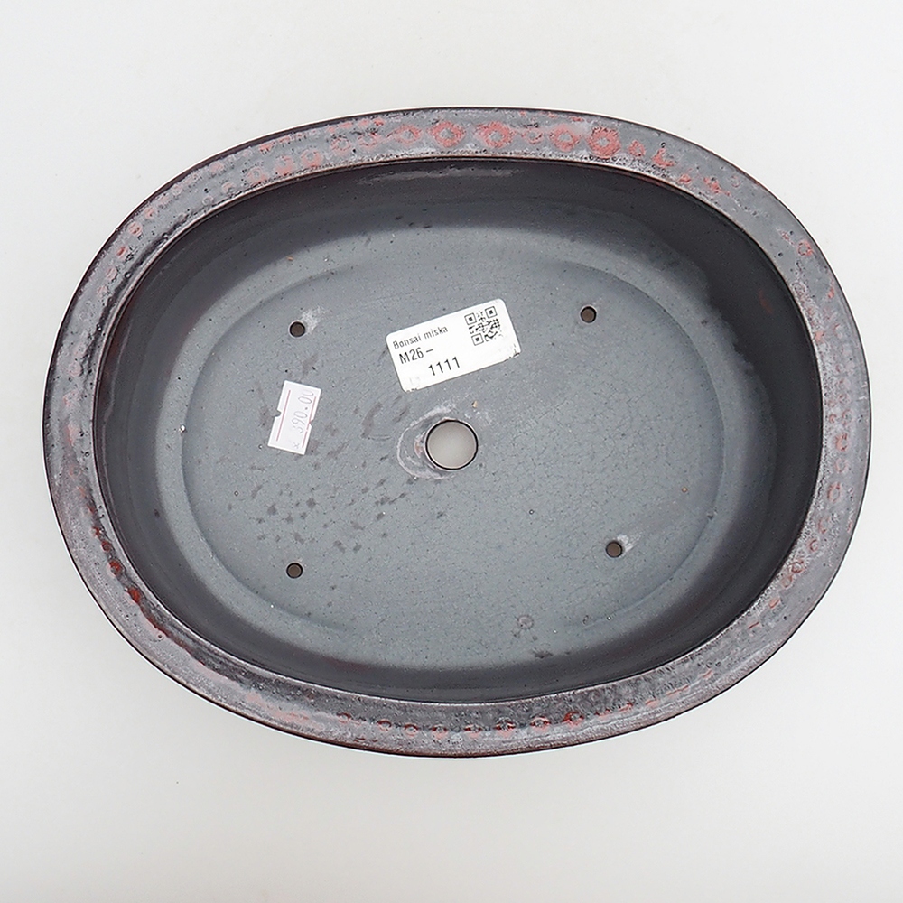 kerámia bonsai tál 23 x 19 x 7 cm, piros-fekete