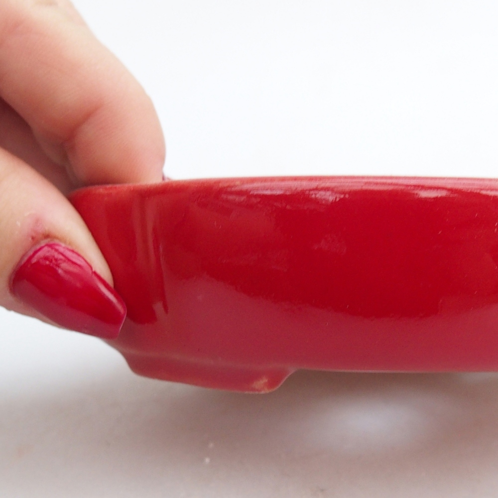 kerámia bonsai tál 11 x 11 x 3 cm, piros színben