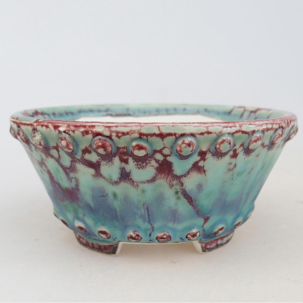 kerámia bonsai tál 10,5 x 10,5 x 5 cm, zöld