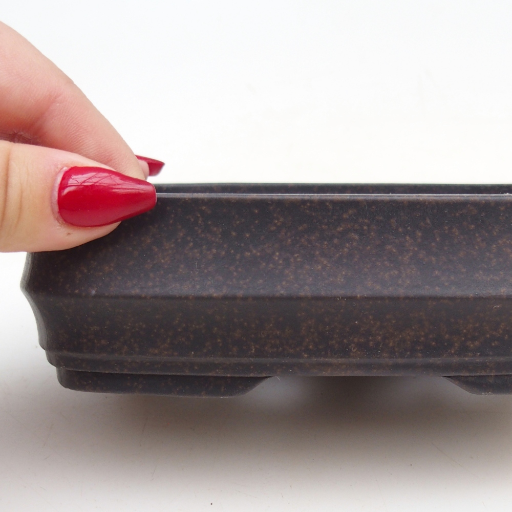 kerámia bonsai tál 14,5 x 10,5 x 4 cm, barnás okkersárga színben