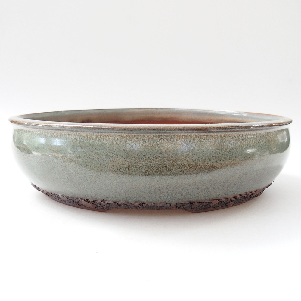 Kerámia bonsai tál 24,5 x 24,5 x 6,5 cm, zöld