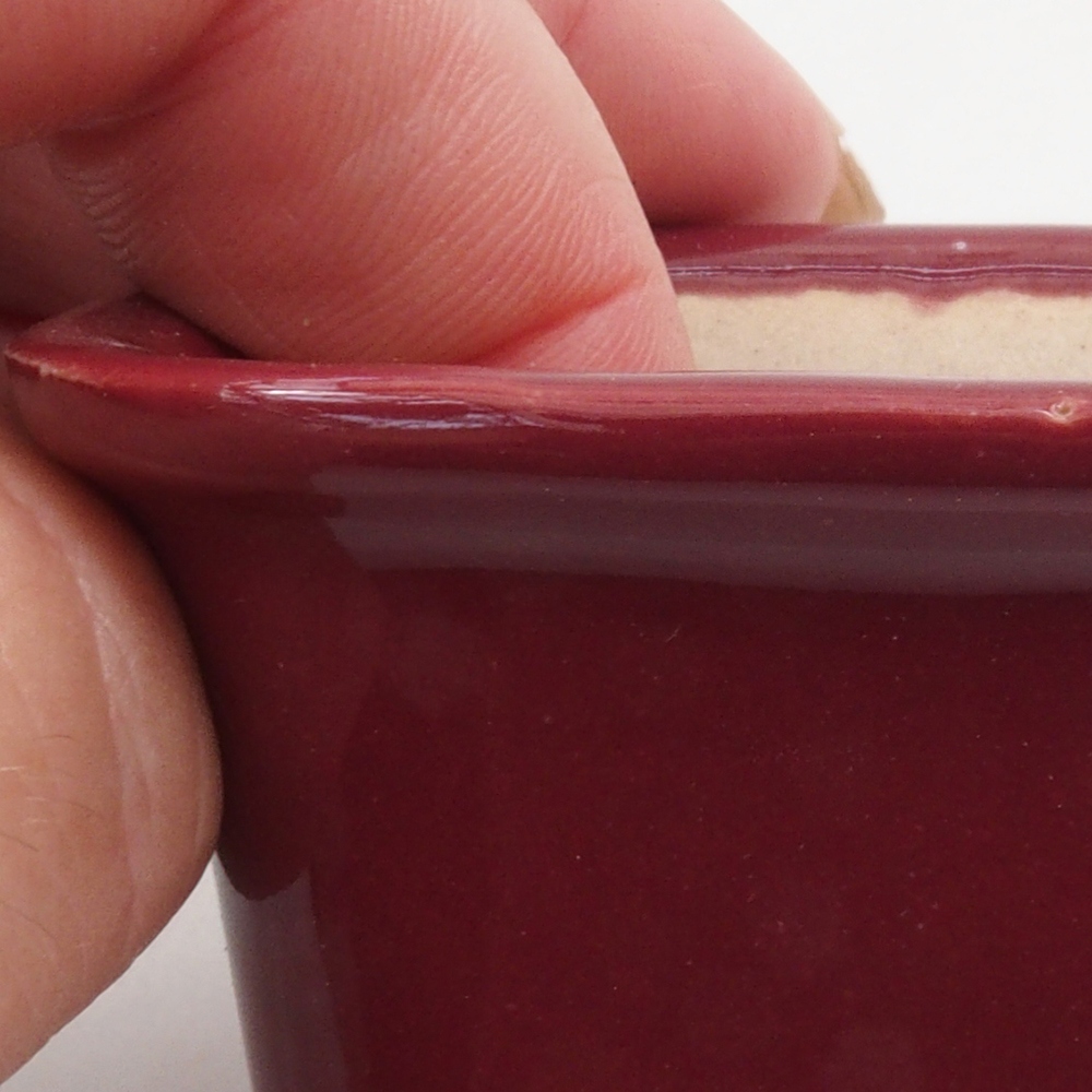 Mini bonsai tál 6 x 6 x 4,5 cm, bordó színű