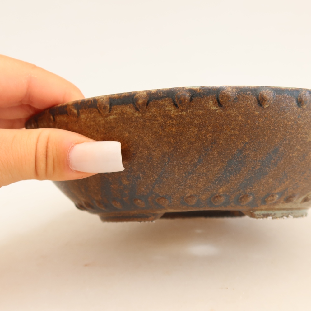 kerámia bonsai tál 17,5 x 17,5 x 4,5 cm, barna