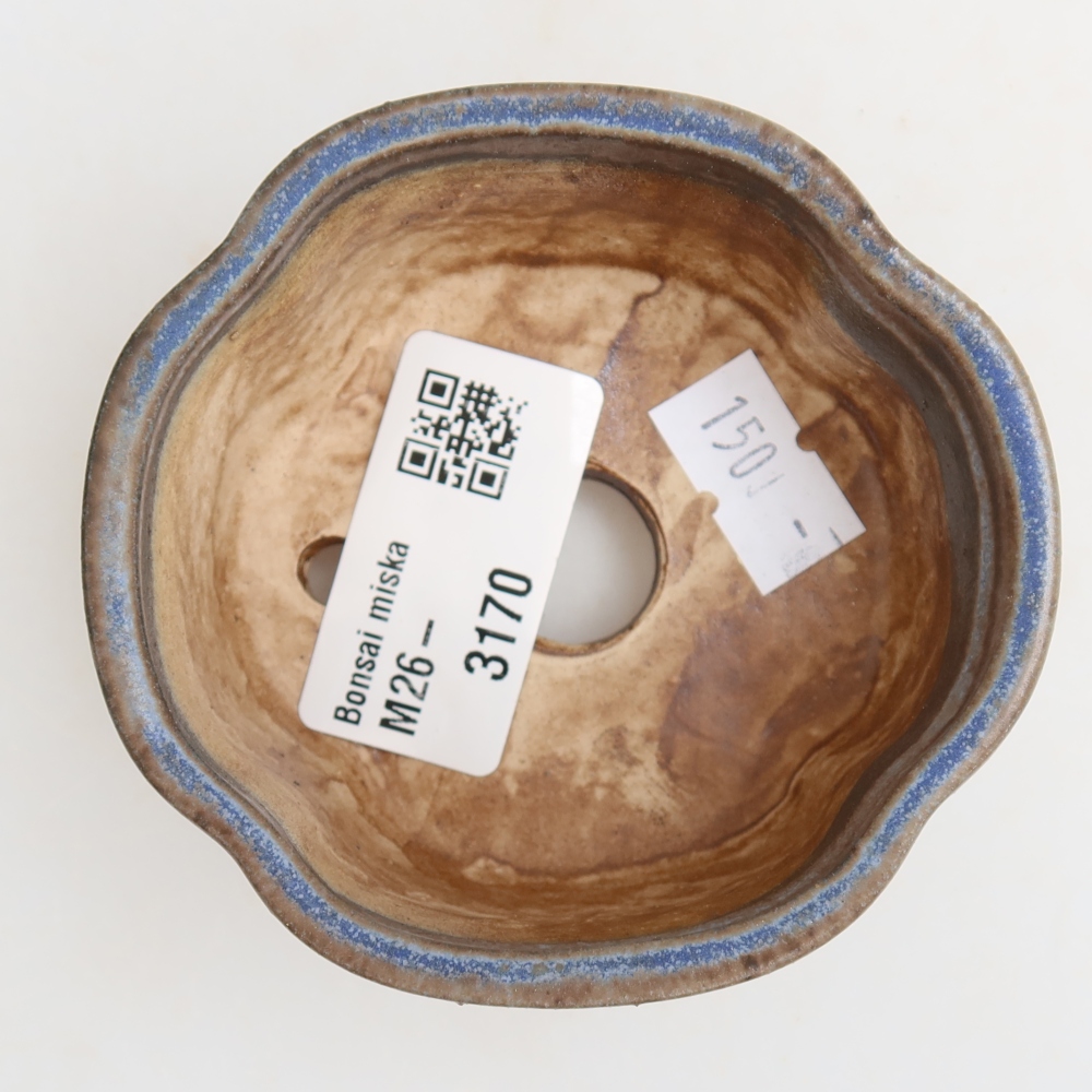 Kerámia bonsai tál, 8 x 7,5 x 3,5 cm, kék színű