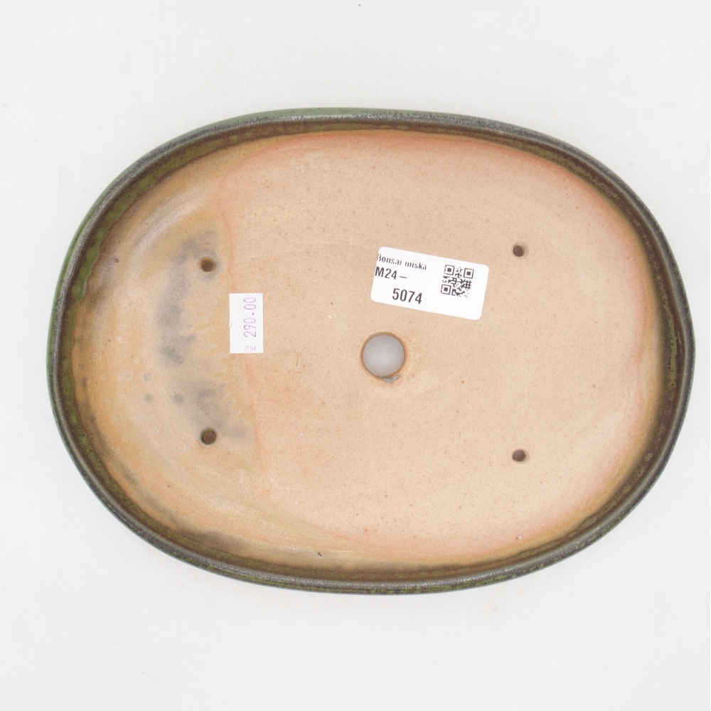 kerámia bonsai tál 22 x 16,5 x 3 cm, zöld