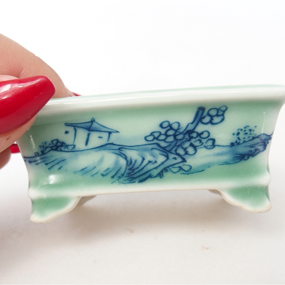 Mini bonsai tál 8 x 6 x 3 cm, zöld