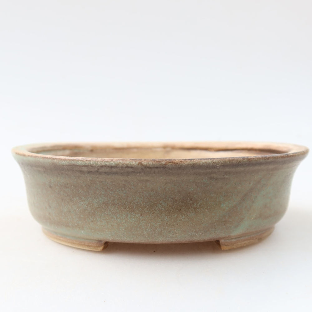 Kerámia bonsai-tál, 12,5 x 11,5 x 3,5 cm, zöld színű