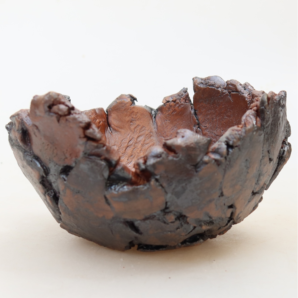 Kerámia héj, 11 x 11 x 7 cm, barna színű