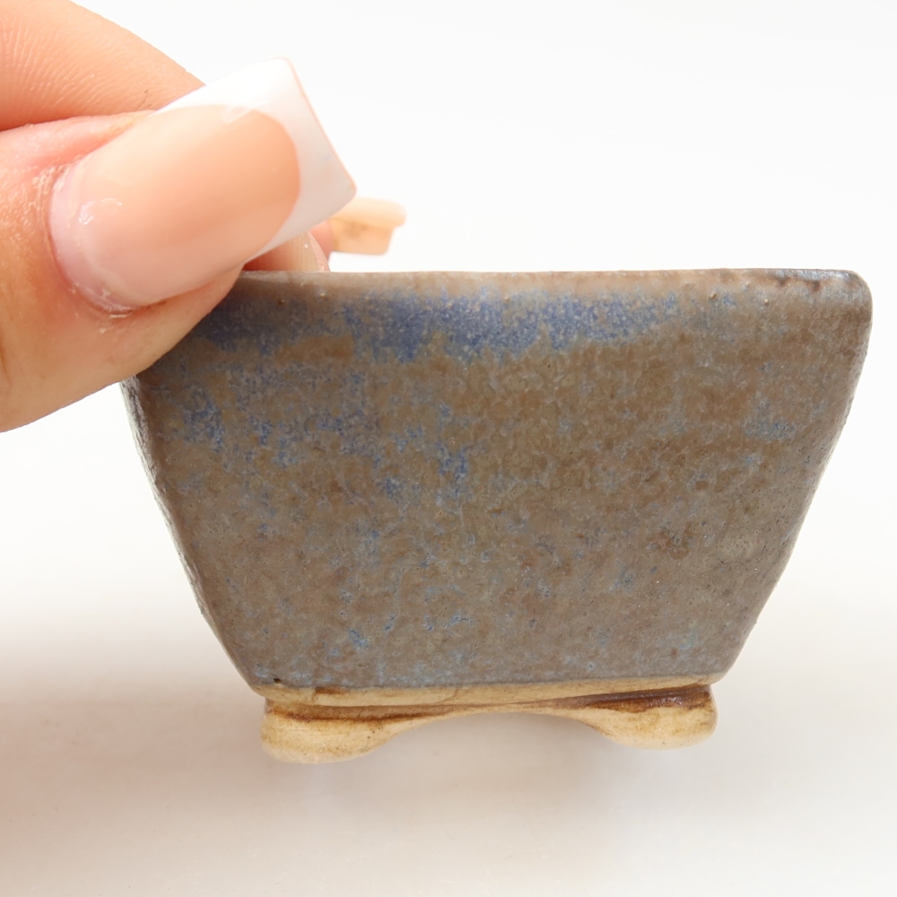 Kerámia bonsai tál, 6 x 6 x 4 cm, kék színű