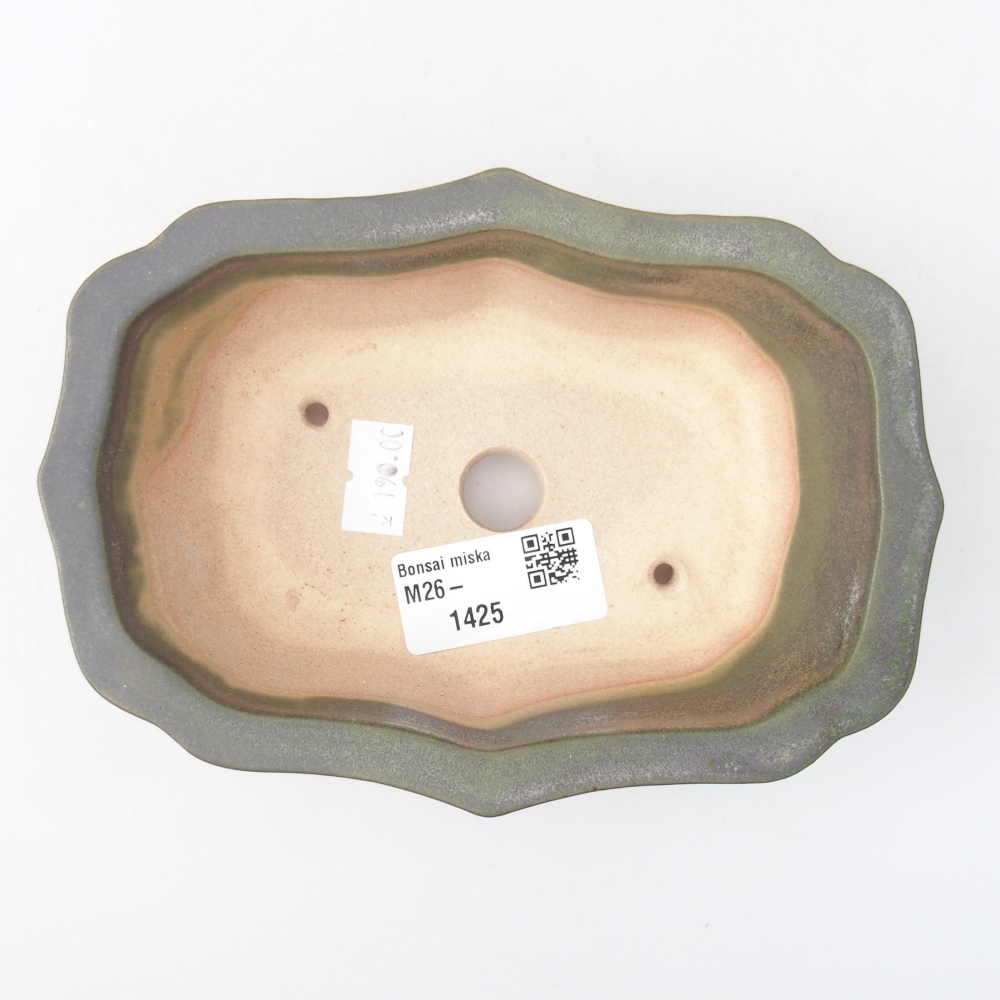 kerámia bonsai tál 15,5 x 11 x 4,5 cm, metál zöld