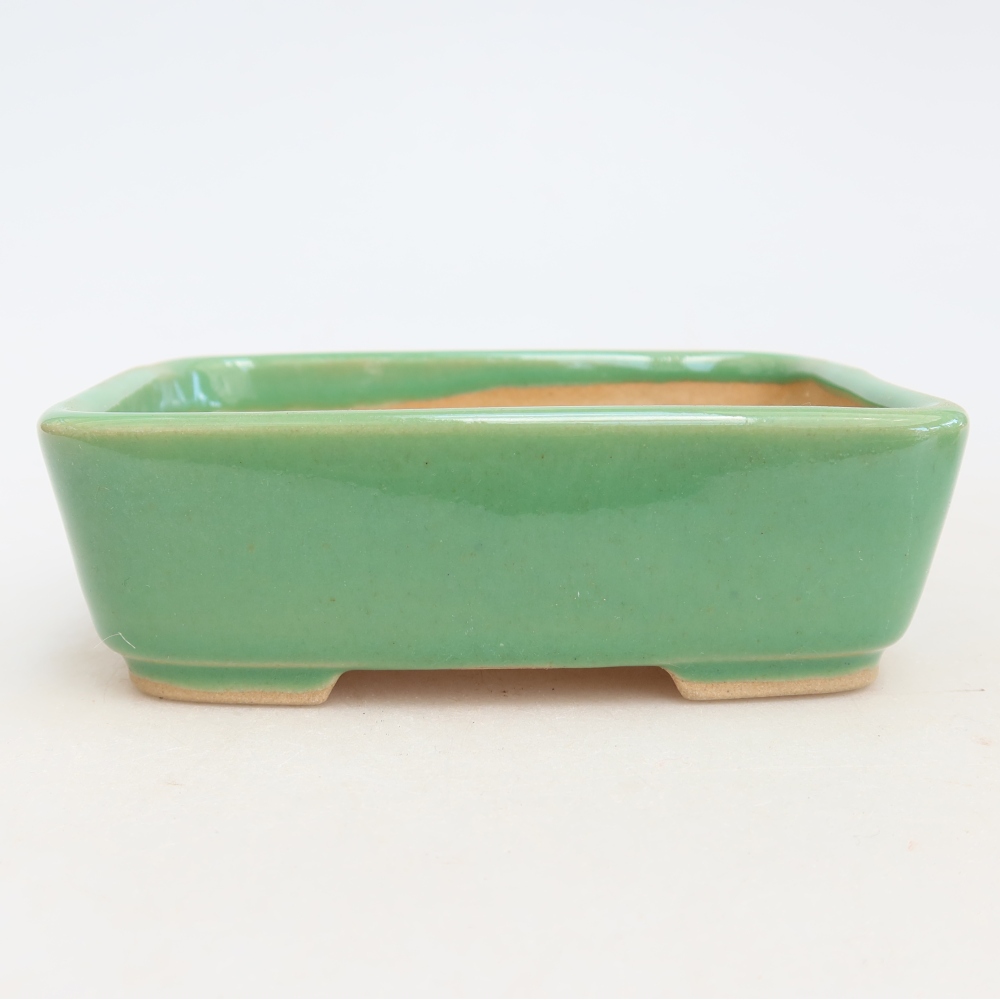Kerámia bonsai-tál 12,5 x 9,5 x 4 cm, zöld színű