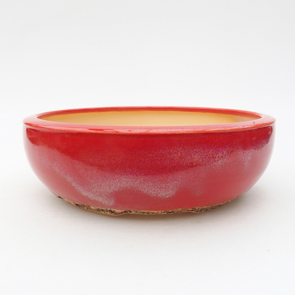 kerámia bonsai tál 18 x 18 x 5,5 cm, piros színben