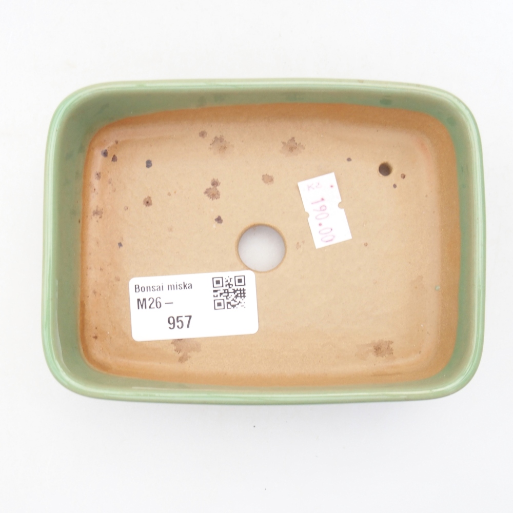 kerámia bonsai tál 12,5 x 9 x 3,5 cm, zöld