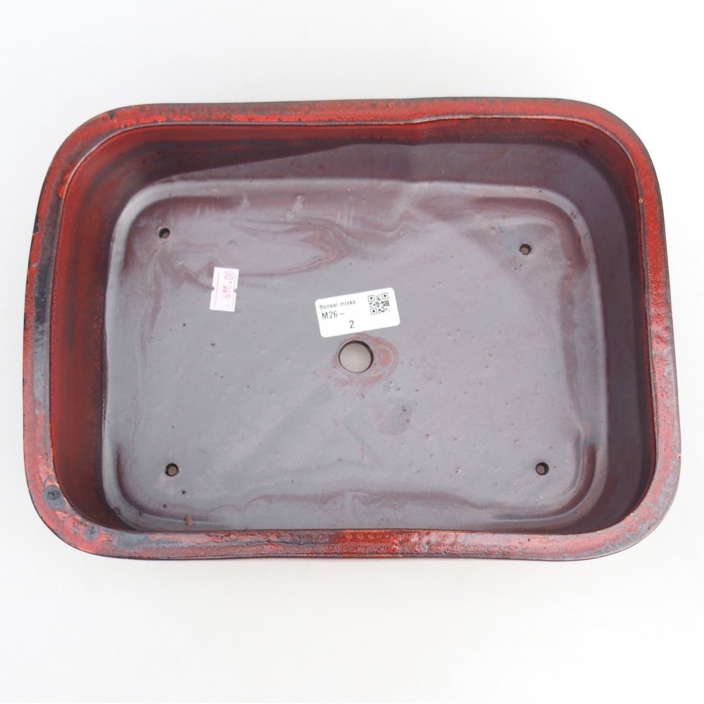 kerámia bonsai tál 28,5 x 21 x 7,5 cm, piros színben