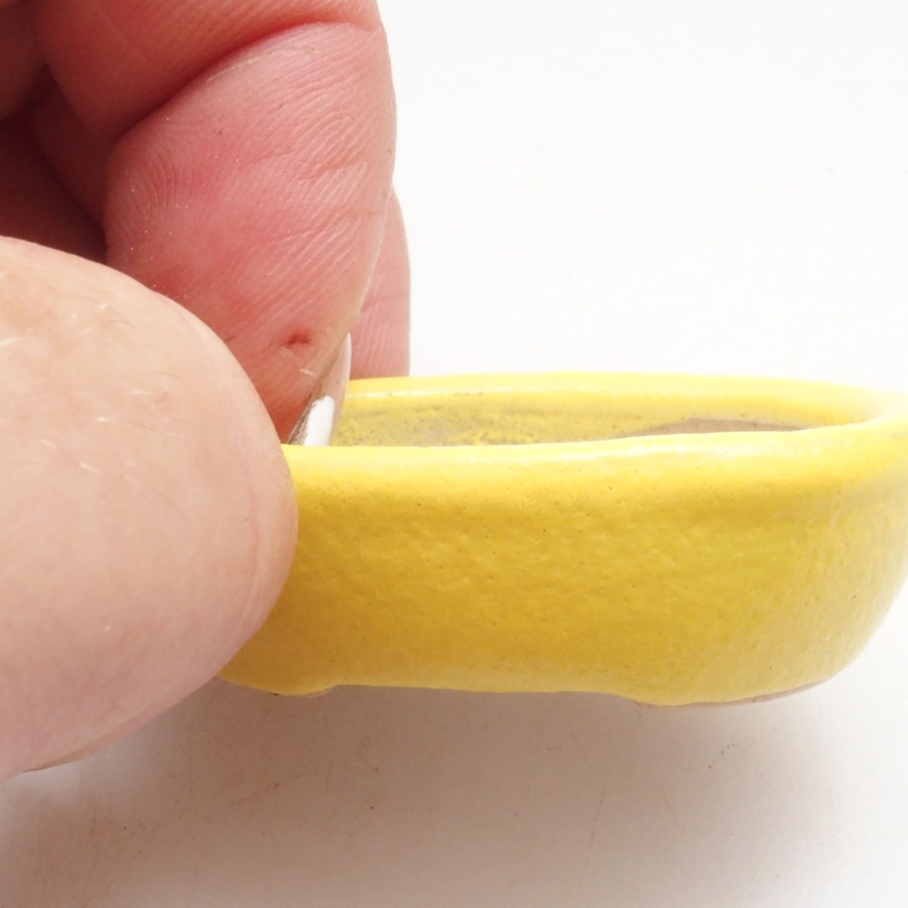 kerámia bonsai tál 4 x 3 x 1,5 cm, sárga